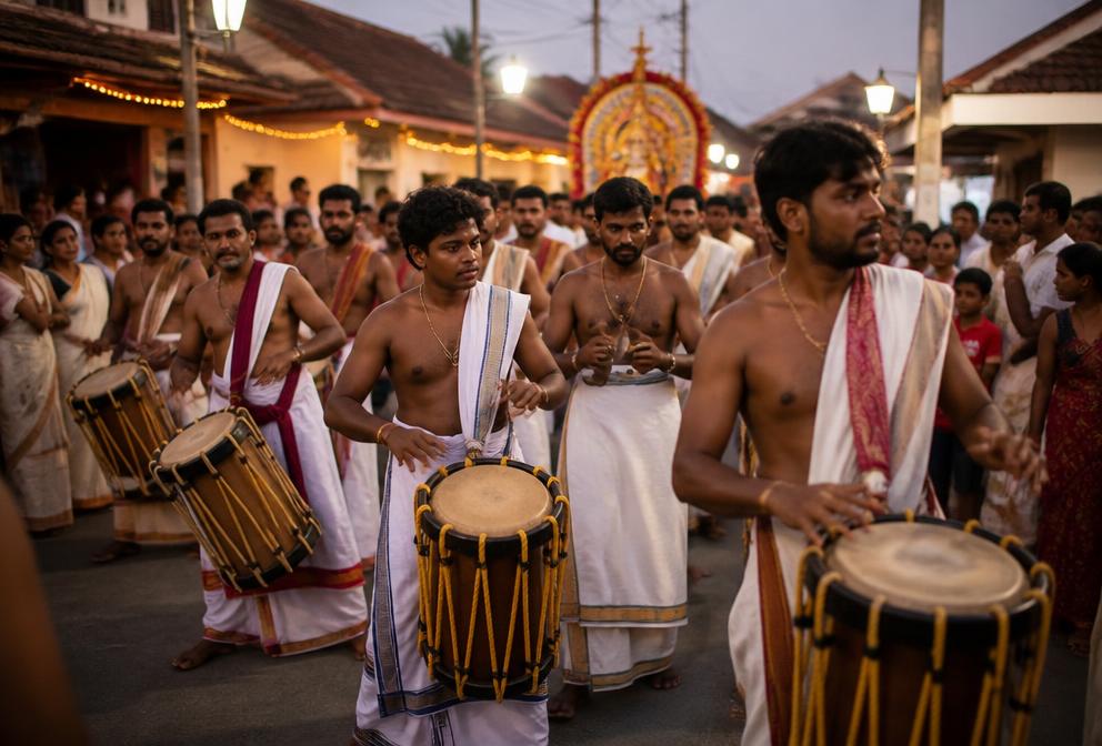 पारंपरिक वाद्य यंत्रों के साथ सांस्कृतिक शोभायात्रा