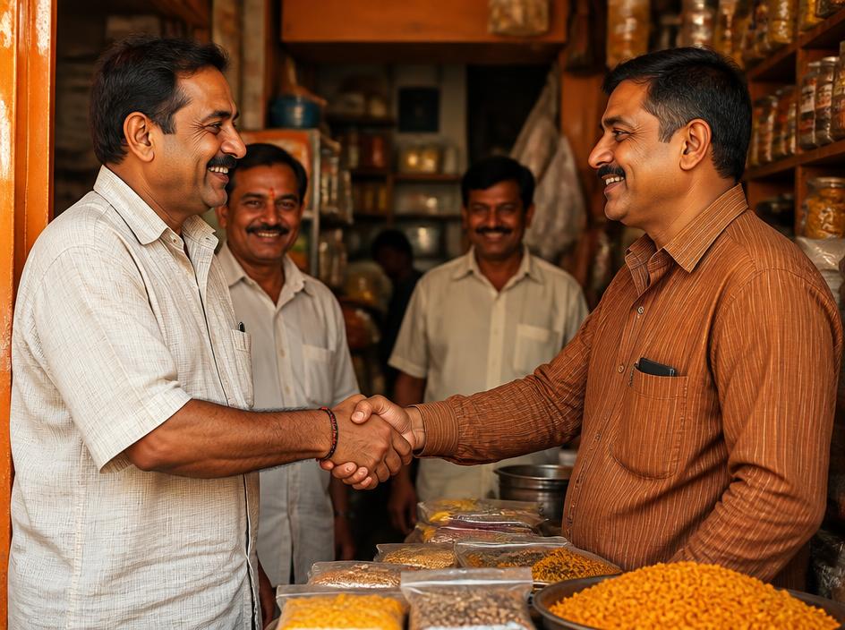 व्यापारी साथियों का संवाद