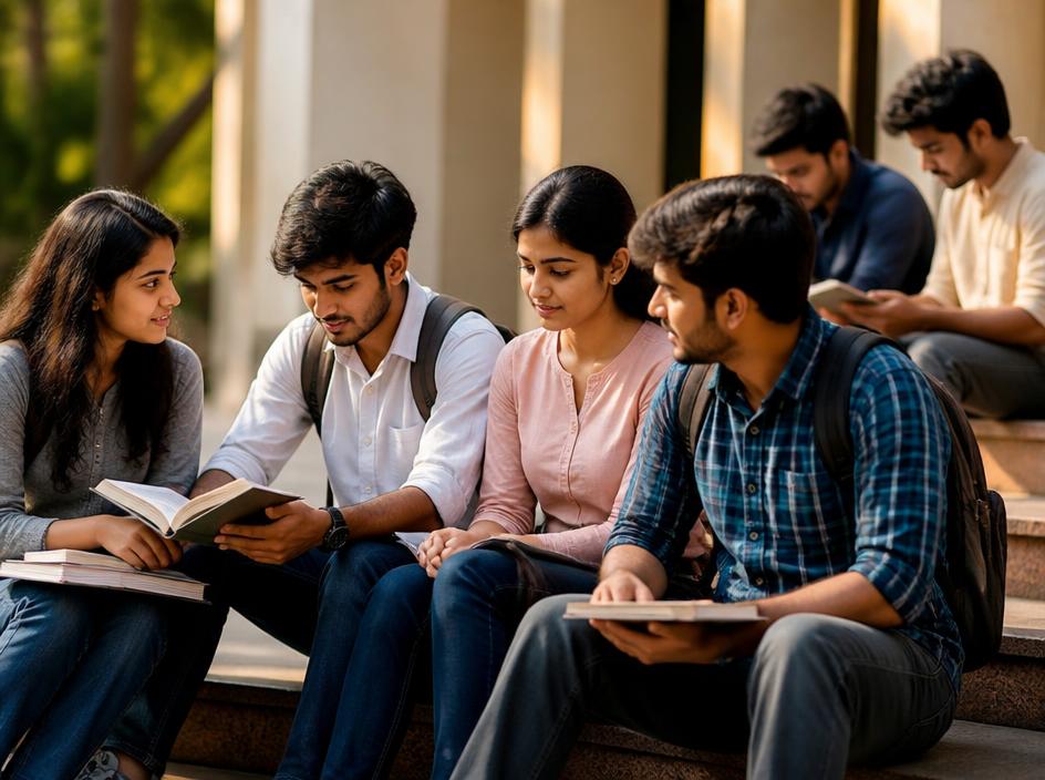 विद्यालय परिसर में छात्र